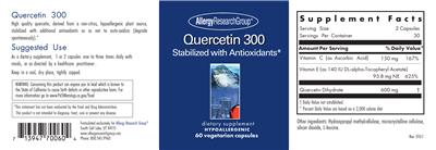 Photo of the Allergy Research Group Quercetin 300 label