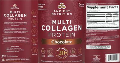 Photo of the Ancient Nutrition Multi Collagen Protein Chocolate label
