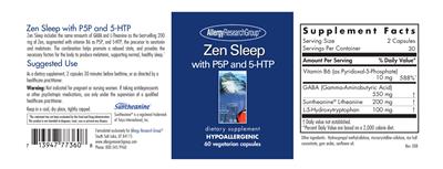 Photo of the Allergy Research Group Zen Sleep with P5P and 5-HTP label