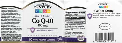 Photo of the 21st Century Co Q-10 100 mg label