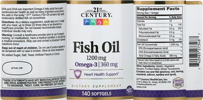 Photo of the 21st Century Fish Oil 1200 mg label
