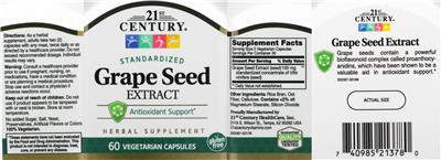Photo of the 21st Century Grape Seed Extract label