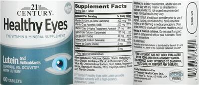 Photo of the 21st Century Healthy Eyes Lutein and Antioxidants label