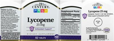 Photo of the 21st Century Lycopene 25 mg label
