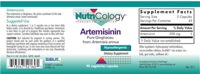 Photo of the NutriCology Artemisinin label
