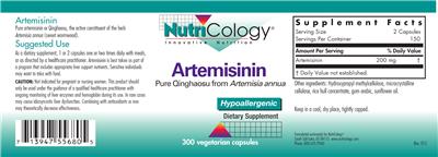 Photo of the NutriCology Artemisinin label