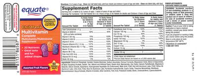Photo of the Equate Children's Multivitamin Complete label