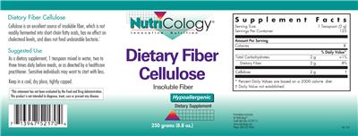 Photo of the NutriCology Dietary Fiber Cellulose label