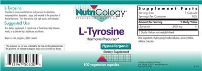 Photo of the NutriCology L-Tyrosine label