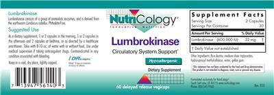 Photo of the NutriCology Lumbrokinase label
