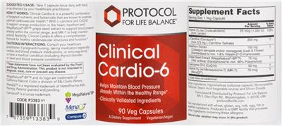 Photo of the Protocol For Life Balance Clinical Cardio-6 label