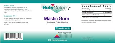 Photo of the NutriCology Mastic Gum label