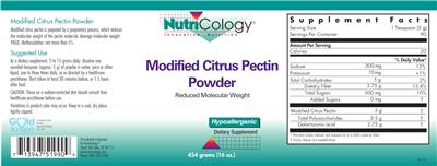Photo of the NutriCology Modified Citrus Pectin Powder label