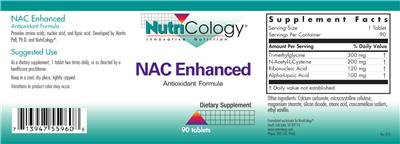 Photo of the NutriCology NAC Enhanced Antioxidant Formula label
