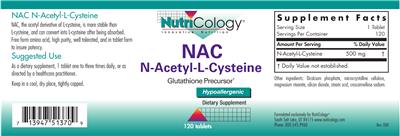 Photo of the NutriCology NAC N-Acetyl-L-Cysteine label
