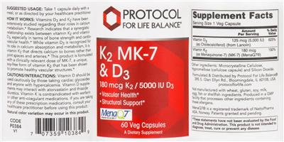 K2 MK-7 180 mcg & D3 5000 IU