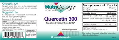 Photo of the NutriCology Quercetin 300 label