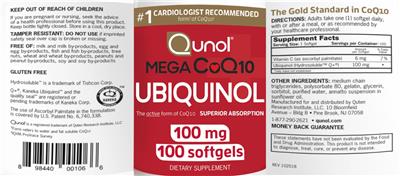 Photo of the Qunol Ubiquinol label