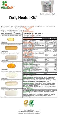 Photo of the VitalBulk Daily Health Kit label