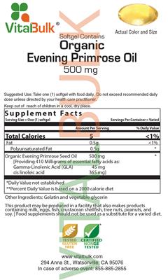 Organic Evening Primrose Oil 500 mg