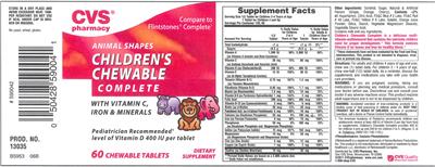 Photo of the CVS Pharmacy Children's Chewable Complete label
