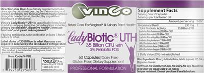 Label of LadyBiotic UTH