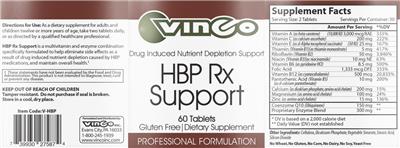 Photo of the Vinco HBP Rx Support label
