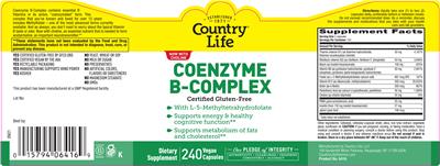 Photo of the Country Life Coenzyme B-Complex Caps label