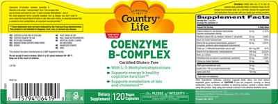 Photo of the Country Life Coenzyme B-Complex Caps label