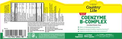 Photo of the Country Life Coenzyme B-Complex Caps label