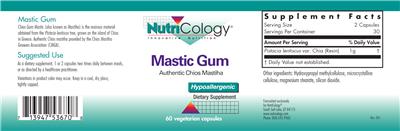 Photo of the NutriCology Mastic Gum label