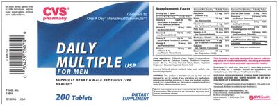 Photo of the CVS Pharmacy Daily Multiple For Men label