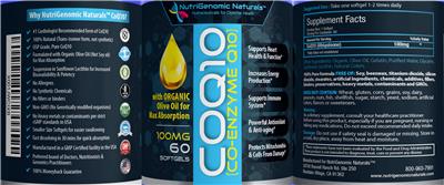 Photo of the NutriGenomic Naturals Coq10 100 mg label
