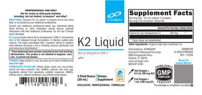 Photo of the XYMOGEN K2 Liquid label