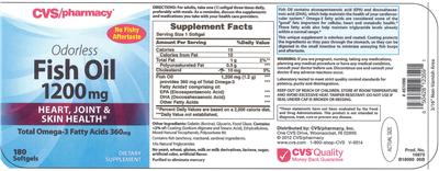 Product label for Odorless Fish Oil 1200 mg