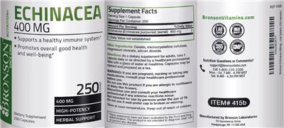Photo of the Bronson Echinacea 400 mg label