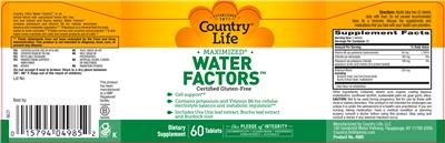 Photo of the Country Life Maximized Water Factors label