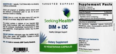 Photo of the Seeking Health DIM + I3C label