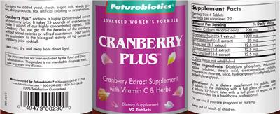 Photo of the Futurebiotics Cranberry Plus label