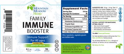 Photo of the Mountain Meadow Herbs Family Immune Booster label