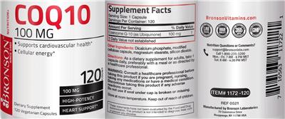 Photo of the Bronson CoQ10 100 mg label
