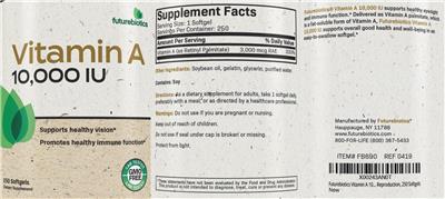 Photo of the Futurebiotics Vitamin A 10,000 IU label