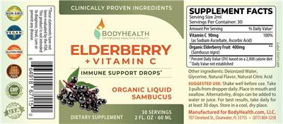 Photo of the BodyHealth Elderberry + Vitamin C label