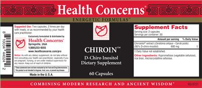 Photo of the Health Concerns Chiroin label