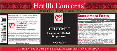 Photo of the Health Concerns Chzyme label