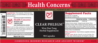 Photo of the Health Concerns Clear Phlegm label