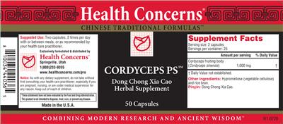 Photo of the Health Concerns Cordyceps PS label