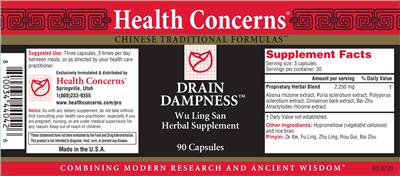Photo of the Health Concerns Drain Dampness label