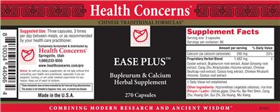 Photo of the Health Concerns Ease Plus label