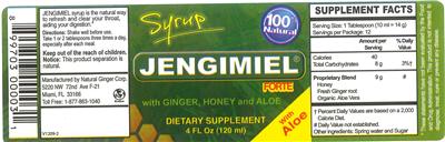 Photo of the Jengimiel Jengimiel Forte Syrup with Ginger, Honey and Aloe label